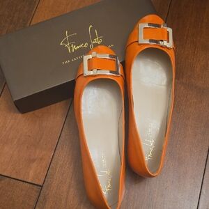 Franco Sarto Orange Flats with Silver Buckle